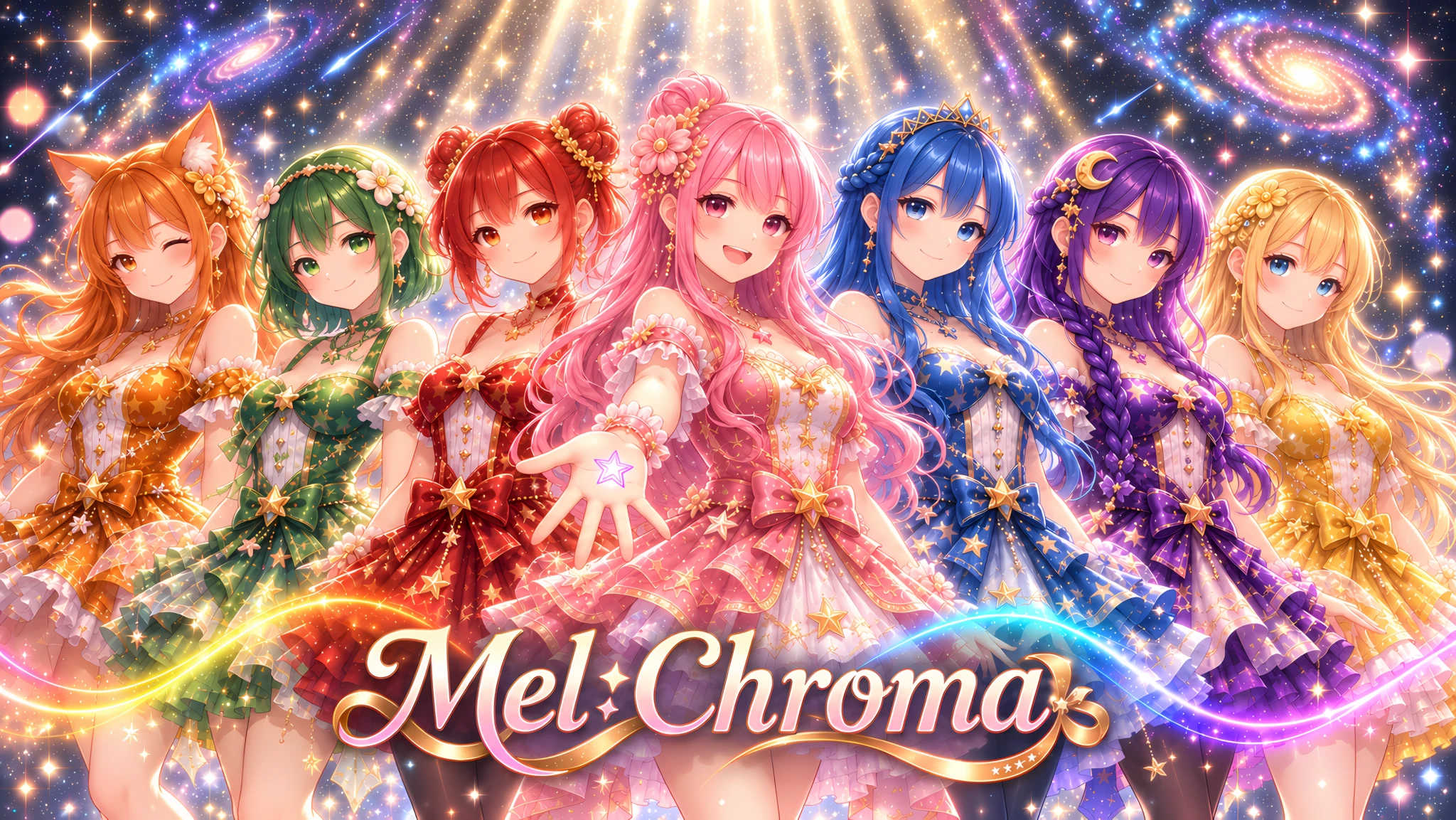 Mel:Chromaの7色のアイドルメンバー集合ビジュアル