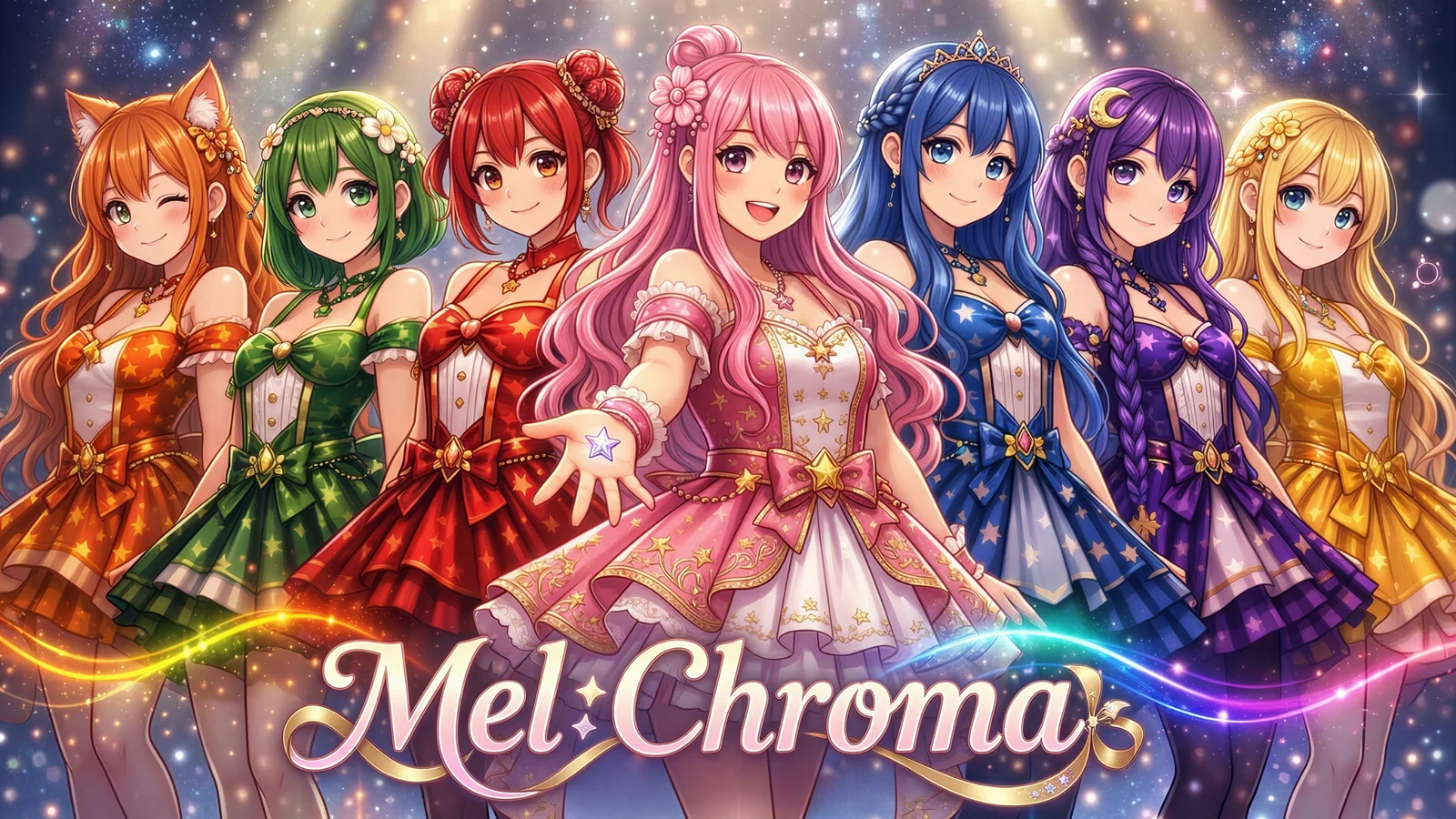 Mel:Chromaの7色のアイドルメンバー集合ビジュアル